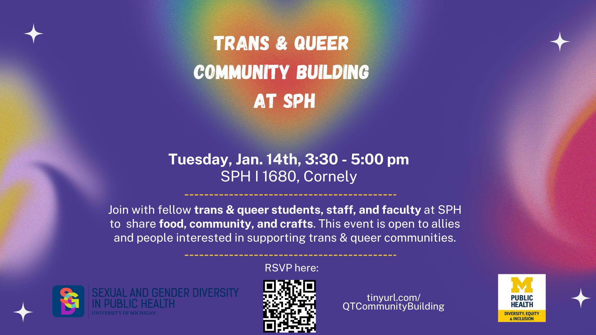 Event Flyer for Trans & Queer at SPH  Community Building Event